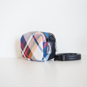 French Plaid Mini Crossbody Bag Purse Blue Red